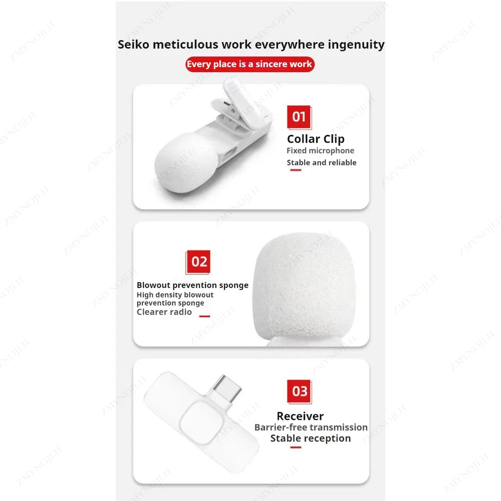 Product display with Seiko microphone components on a white background