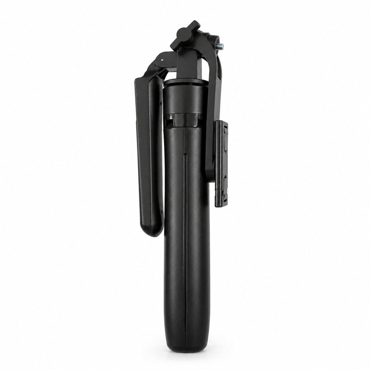 Black selfie stick on a white background